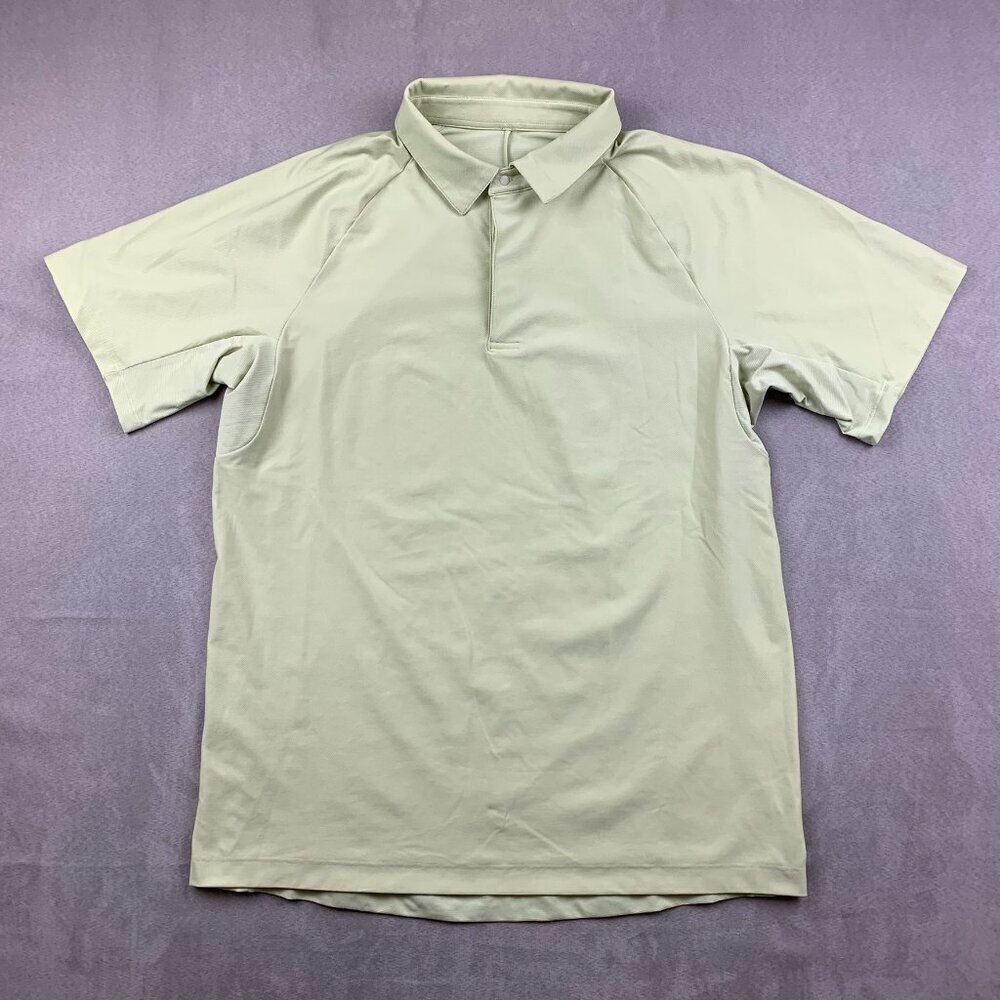 Lululemon Mens Shirt Medium Yellow Stretch Golf Polo Classic Fit Breathable